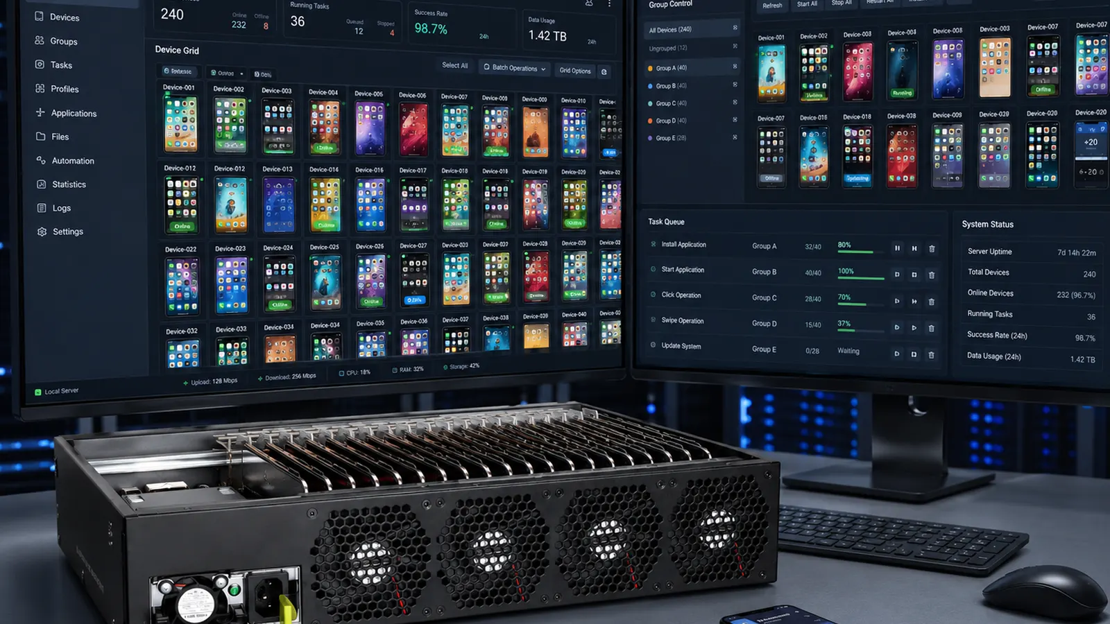 Phone Farm Hardware — Rackmount & Phone Farm Box Factory